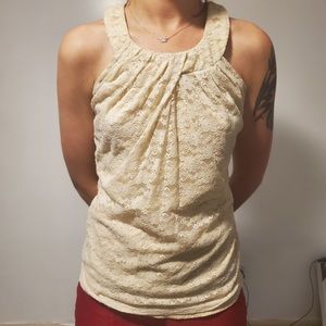 Beige lace tank